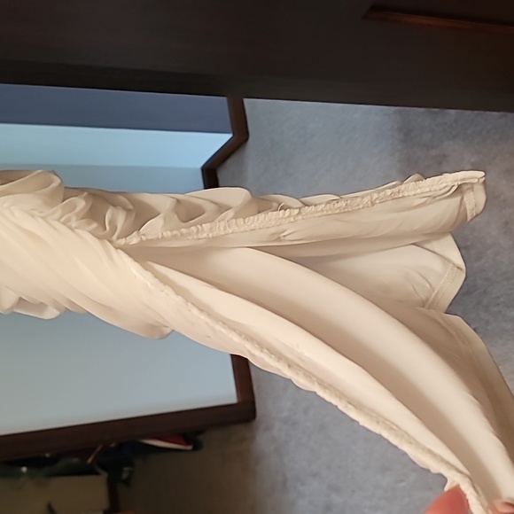 White Rushed Meshed Slit Dress - Picture 2 of 6